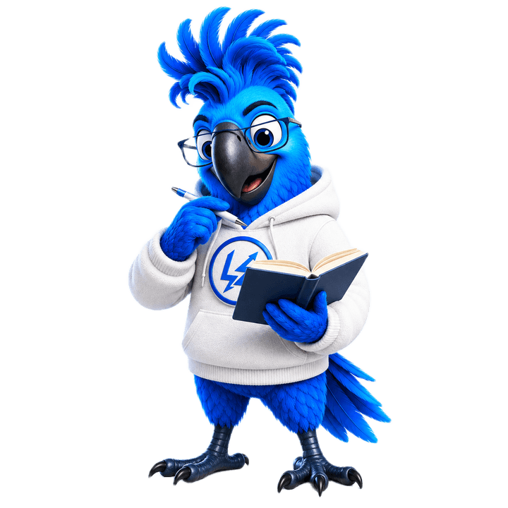 Zingy, the LeadZing mascot, presenting LeadZing's connected approach to brand growth