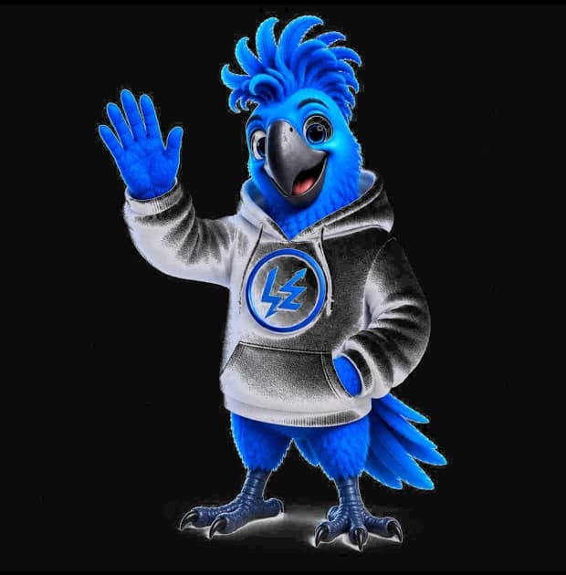 Zingy, the LeadZing mascot, waving